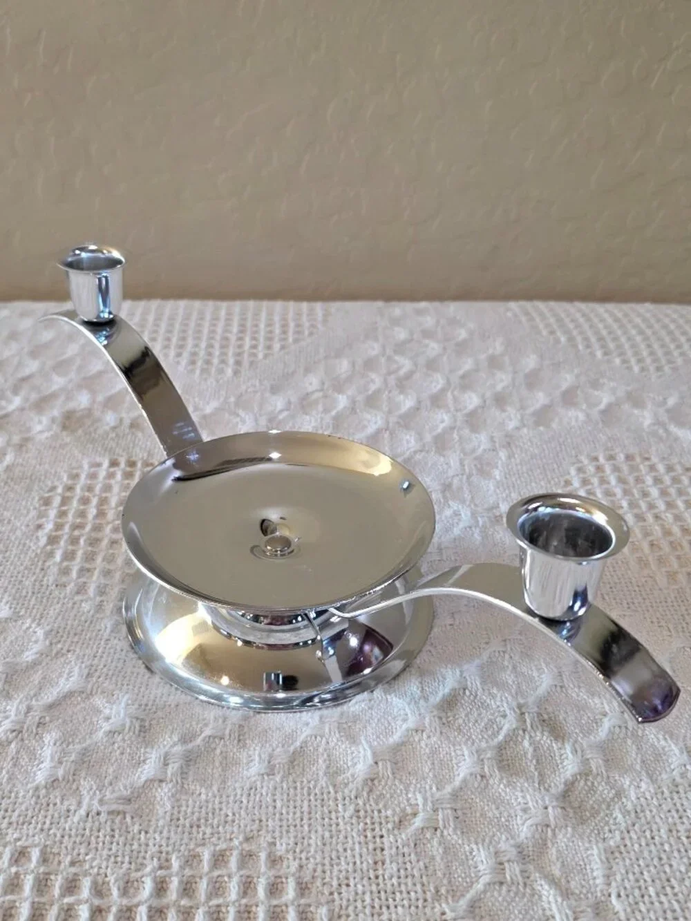 Vintage Silver Wedding Unity Candle Holder Home Decor Pillar Taper Candle Holder